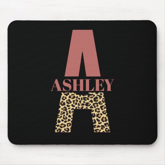 Personalisiertes Monogramm A Pink Leopard Mousepad (Vorne)