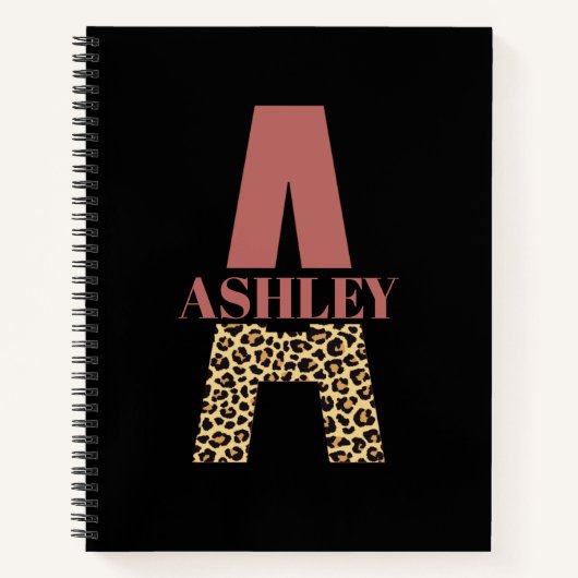 Personalisiertes Monogramm A Pink Leopard Notizblock (Vorderseite)