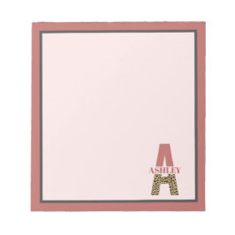 Personalisiertes Monogramm A Pink Leopard Notizblock