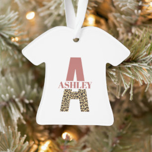 Personalisiertes Monogramm A Pink Leopard Ornament