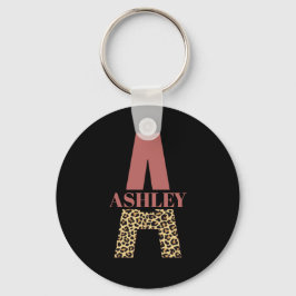 Personalisiertes Monogramm A Pink Leopard Schlüsselanhänger