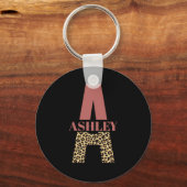 Personalisiertes Monogramm A Pink Leopard Schlüsselanhänger (Vorderseite)