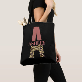 Personalisiertes Monogramm A Pink Leopard Tasche