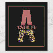 Personalisiertes Monogramm A Pink Leopard Weinetikett (Einzelnes Label)