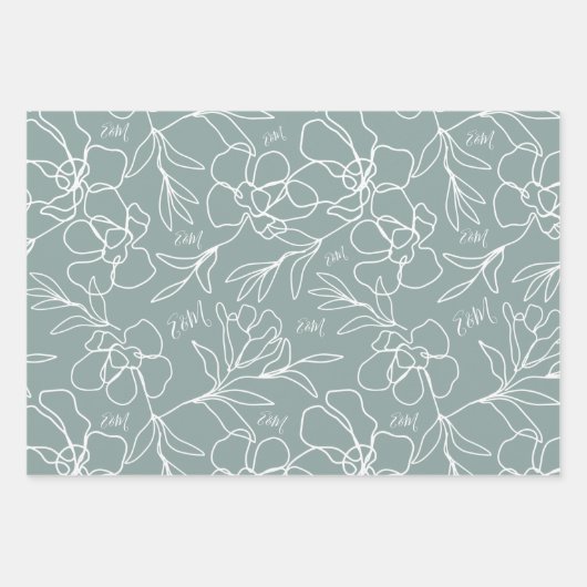 Personalisiertes Monogramm Abstrakter Blumenzauber Geschenkpapier Set (Vorderseite 3)