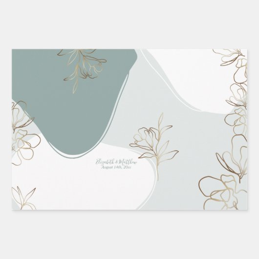 Personalisiertes Monogramm Abstrakter Blumenzauber Geschenkpapier Set (Vorderseite)