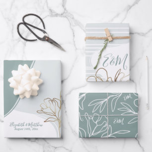 Personalisiertes Monogramm Abstrakter Blumenzauber Geschenkpapier Set