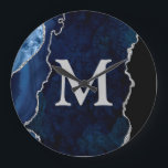 Personalisiertes Monogramm-Acryl Große Wanduhr<br><div class="desc">Personalisieren Sie diese Navy Blue Agate Acryl Wall Uhr und fügen Sie dem Design einen benutzerdefinierten Text hinzu.</div>