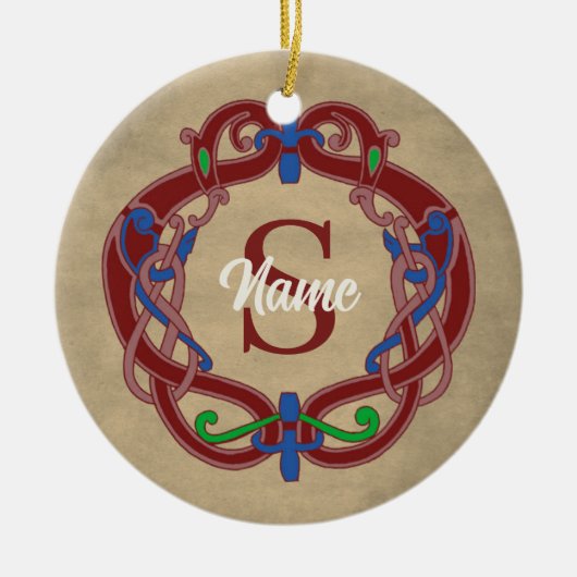 Personalisiertes Monogramm Anfangs Celtic Design Keramik Ornament (Vorne)