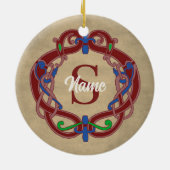Personalisiertes Monogramm Anfangs Celtic Design Keramik Ornament (Hinten)