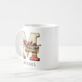 Personalisiertes Monogramm Anfangsbuchstabe M Weih Kaffeetasse (Vorderseite Links)
