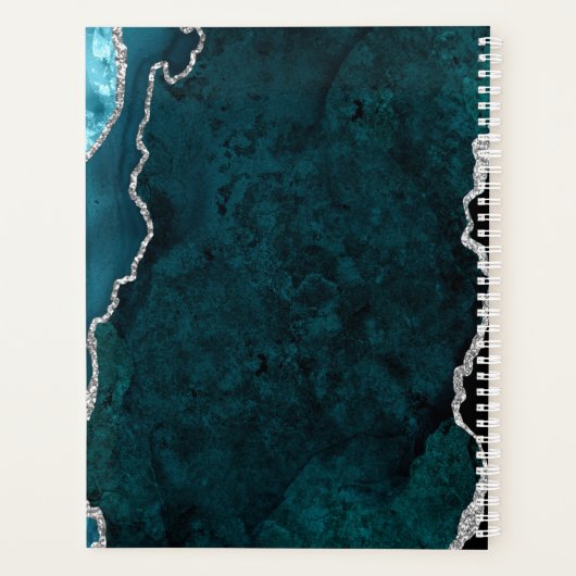 Personalisiertes Monogramm Aquamarin Silver Agate  Planer (Rückseite)