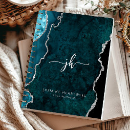 Personalisiertes Monogramm Aquamarin Silver Agate Planer