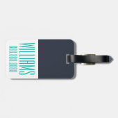 Personalisiertes Monogramm, Aquamarin und Marine Gepäckanhänger (Rückseite horizontal)