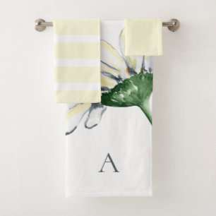 Personalisiertes Monogramm Aquarell Gänseblümchen Badhandtuch Set