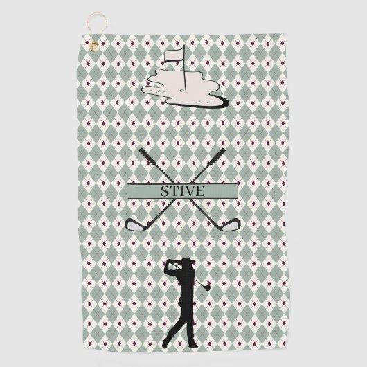 Personalisiertes Monogramm Argyle Benutzerdefinier Golfhandtuch (Vorderseite)