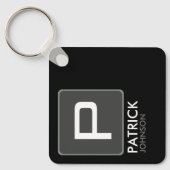 Personalisiertes Monogramm auf Schwarz (bearbeitba Schlüsselanhänger (Vorderseite)
