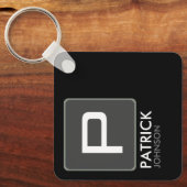 Personalisiertes Monogramm auf Schwarz (bearbeitba Schlüsselanhänger (Vorderseite)