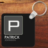 Personalisiertes Monogramm auf Schwarz (bearbeitba Schlüsselanhänger (Rückseite)