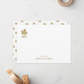 Personalisiertes Monogramm aus antikem Ahornleaf Mitteilungskarte (Vorderseite/Rückseite Beispiel)