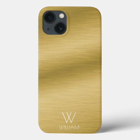 Personalisiertes Monogramm aus gebürstetem Gold Case-Mate iPhone Hülle (Rückseite)