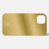 Personalisiertes Monogramm aus gebürstetem Gold Case-Mate iPhone Hülle (Rückseite (Horizontal))