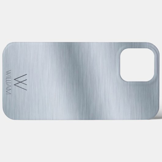 Personalisiertes Monogramm aus gebürstetem Silber Case-Mate iPhone Hülle (Rückseite (Horizontal))