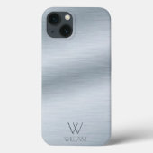 Personalisiertes Monogramm aus gebürstetem Silber Case-Mate iPhone Hülle (Rückseite)