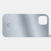 Personalisiertes Monogramm aus gebürstetem Silber Case-Mate iPhone Hülle (Rückseite (Horizontal))