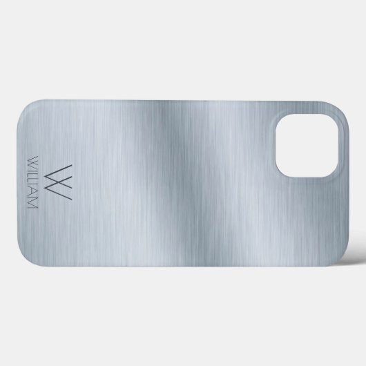 Personalisiertes Monogramm aus gebürstetem Silber Case-Mate iPhone Hülle (Rückseite (Horizontal))