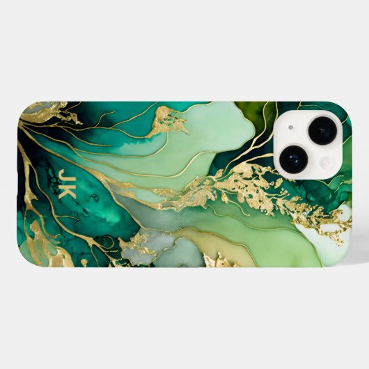 Personalisiertes Monogramm aus moderner grüner Mar Case-Mate iPhone Hülle (Rückseite (Horizontal))