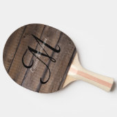 Personalisiertes Monogramm aus rustikalem Holz Tischtennis Schläger (Seitenansicht)