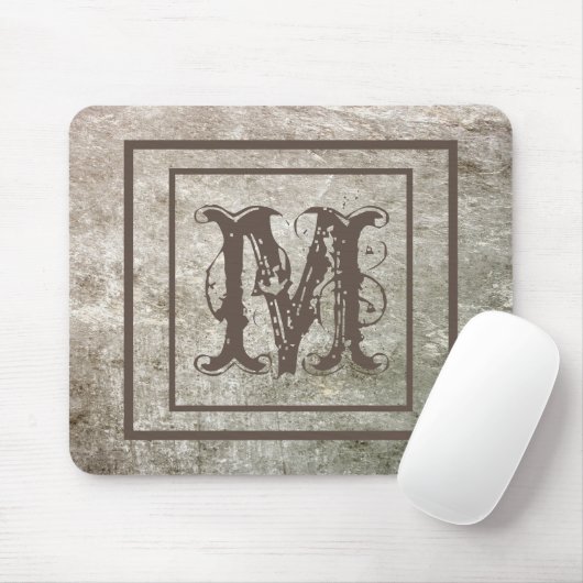 Personalisiertes Monogramm aus rustikalem Stein Mousepad (Mit Mouse)