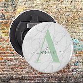 Personalisiertes Monogramm aus weißem Marmor Flaschenöffner