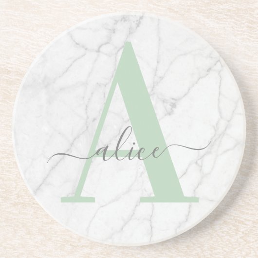 Personalisiertes Monogramm aus weißem Marmor Getränkeuntersetzer (Vorne)