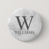 Personalisiertes Monogramm aus weißem Marmor und N Button (Vorderseite)