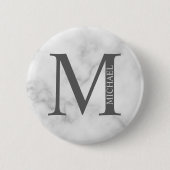 Personalisiertes Monogramm aus weißem Marmor und N Button (Vorderseite)