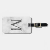 Personalisiertes Monogramm aus weißem Marmor und N Gepäckanhänger (Vorderseite horizontal)