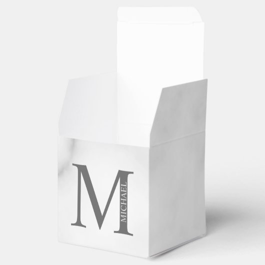 Personalisiertes Monogramm aus weißem Marmor und N Geschenkschachtel (Geöffnet)