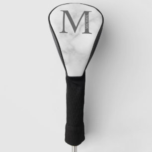 Personalisiertes Monogramm aus weißem Marmor und N Golf Headcover