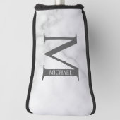 Personalisiertes Monogramm aus weißem Marmor und N Golf Headcover (Rotieren 90)