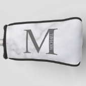 Personalisiertes Monogramm aus weißem Marmor und N Golf Headcover (Vorderseite)