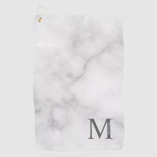 Personalisiertes Monogramm aus weißem Marmor und N Golfhandtuch