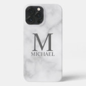 Personalisiertes Monogramm aus weißem Marmor und N iPhone Hülle (Rückseite)