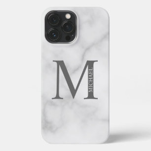 Personalisiertes Monogramm aus weißem Marmor und N iPhone 13 Pro Max Hülle