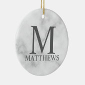 Personalisiertes Monogramm aus weißem Marmor und N Keramik Ornament (Rechts)
