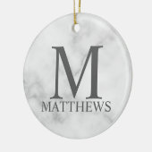 Personalisiertes Monogramm aus weißem Marmor und N Keramik Ornament (Links)