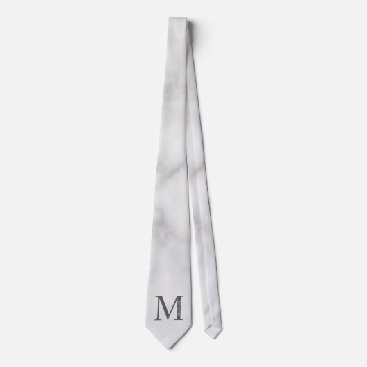 Personalisiertes Monogramm aus weißem Marmor und N Krawatte (Vorderseite)