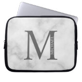 Personalisiertes Monogramm aus weißem Marmor und N Laptopschutzhülle (Vorderseite)