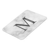 Personalisiertes Monogramm aus weißem Marmor und N Magnet (Linke Seite)